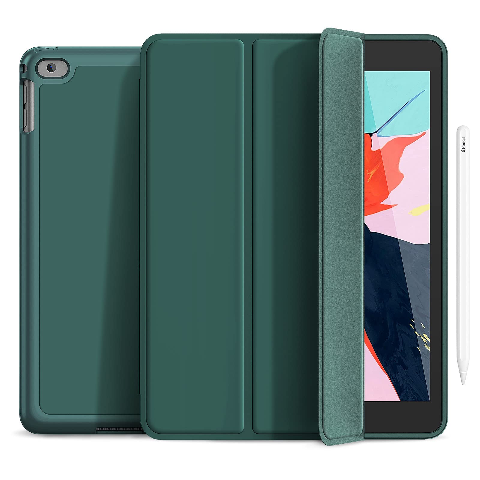Gahwa iPad 9.7 Inch Protective Case with Pencil Holder - Compatible with iPad 6th Gen (2018), 5th Gen (2017), iPad Air 2 & iPad Air - Auto Sleep/Wake Function - Midnight Green - Perfect for School, Work & Travel