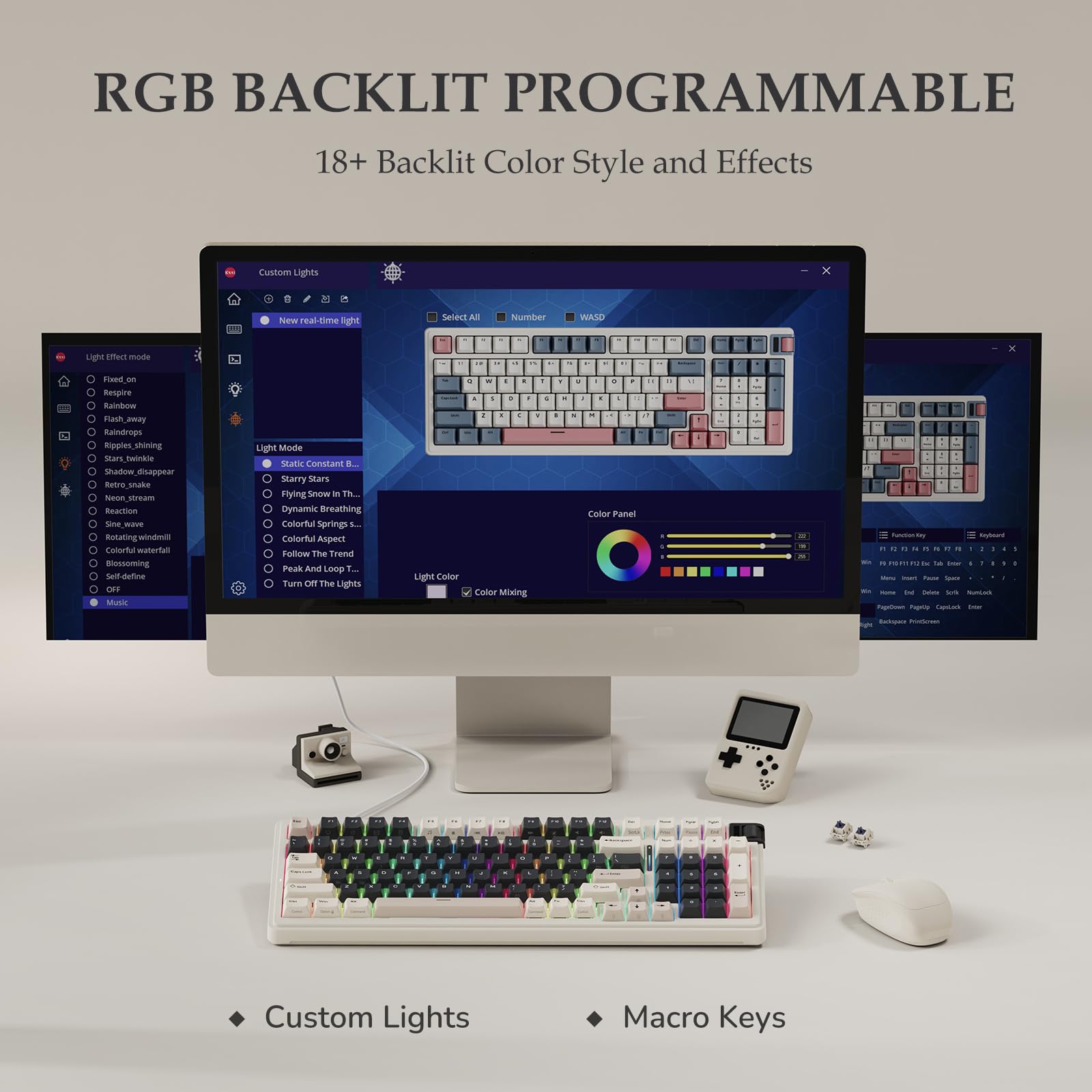 K98 Wireless Mechanical Gaming Keyboard - Triple Mode (Bluetooth 5.0/2.4Ghz/USB-C) with RGB Backlit, Hot-Swappable Switches & Gasket Mount | Pre-Lubed Linear Switches | Customizable via Software | Perfect for PC Gaming, Office Work & Typing Enthusiasts