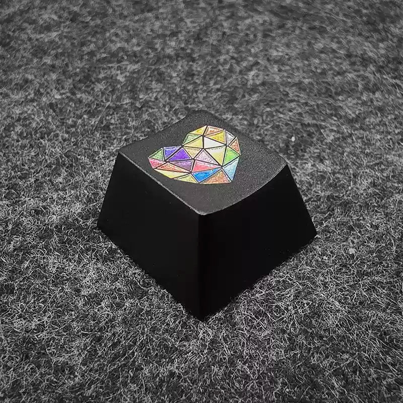 Vibrant Heart-Shaped Anodized Aluminum Alloy Keycaps - OEM R4 Height for Mechanical Keyboards - Perfect for ESC Key Customization & Gaming Setup Accessories