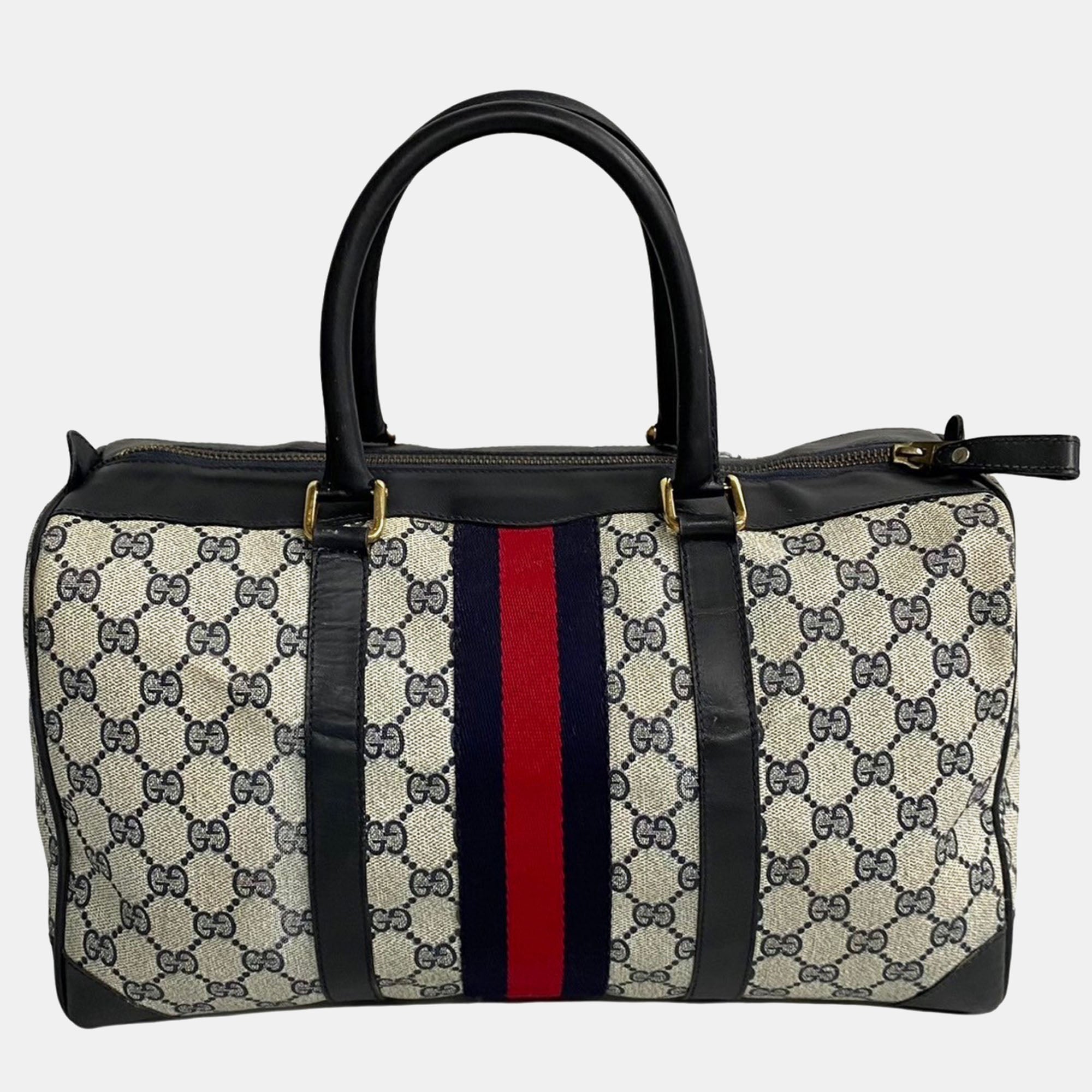 Vintage Black GG Canvas Sherry Line Satchel Bag - Stylish Crossbody Purse for Women, Perfect for Work, Travel & Everyday Use