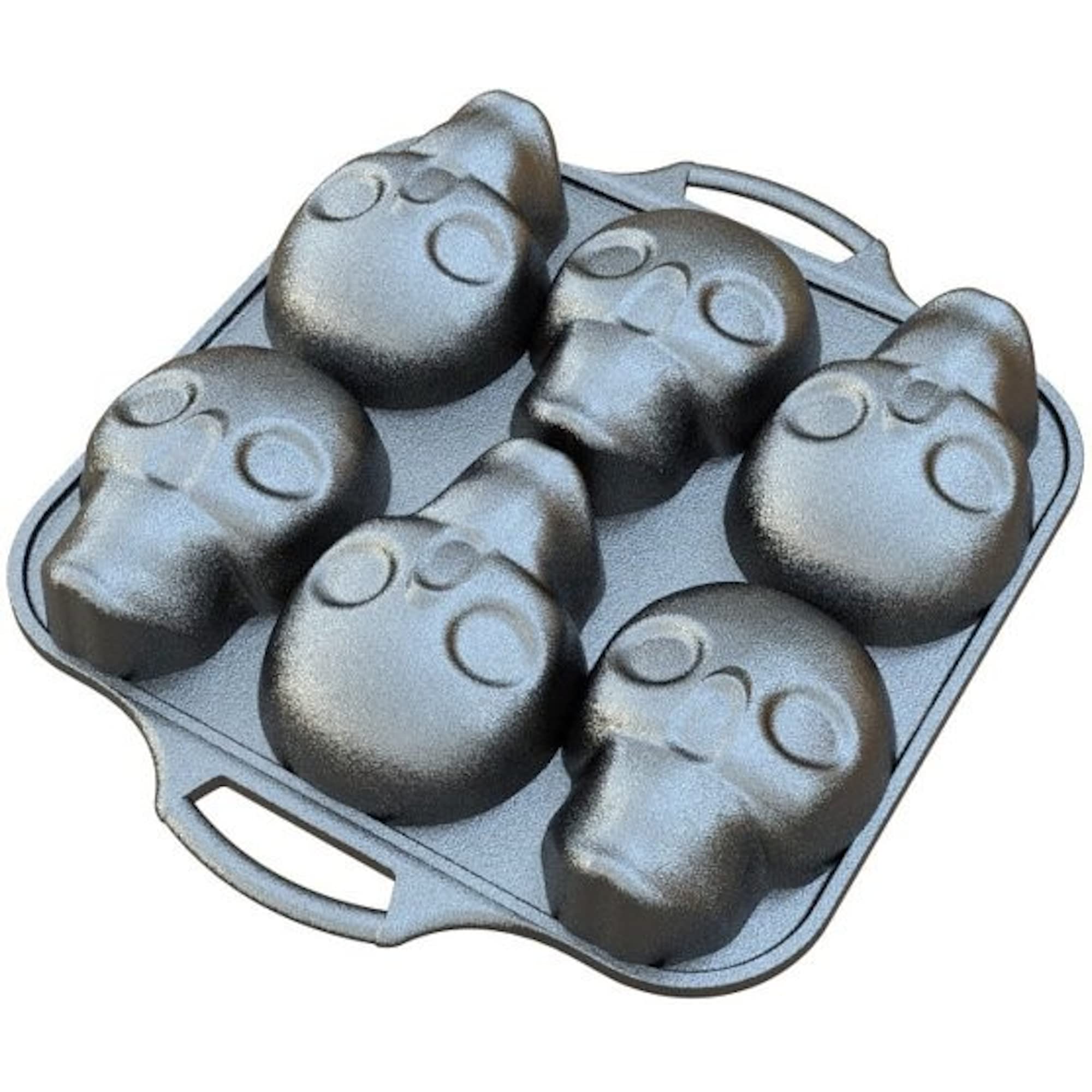 Lodge Pre-Seasoned Cast Iron Skull Mini Cake Pan - Perfect for Halloween, Gothic Baking, and Unique Dessert Presentation