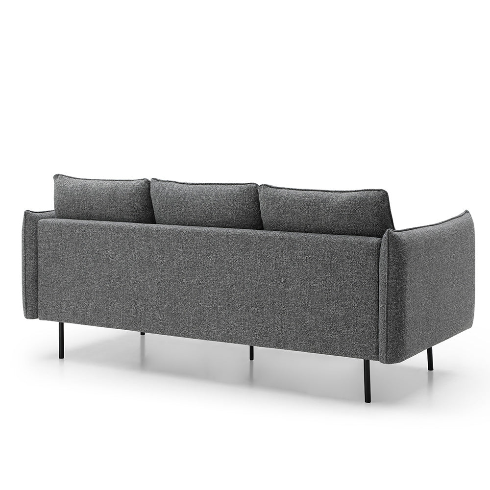 DALTON 3-Seater Sofa in Dark Grey & Black - Modern Living Room Furniture for Small Spaces & Apartments