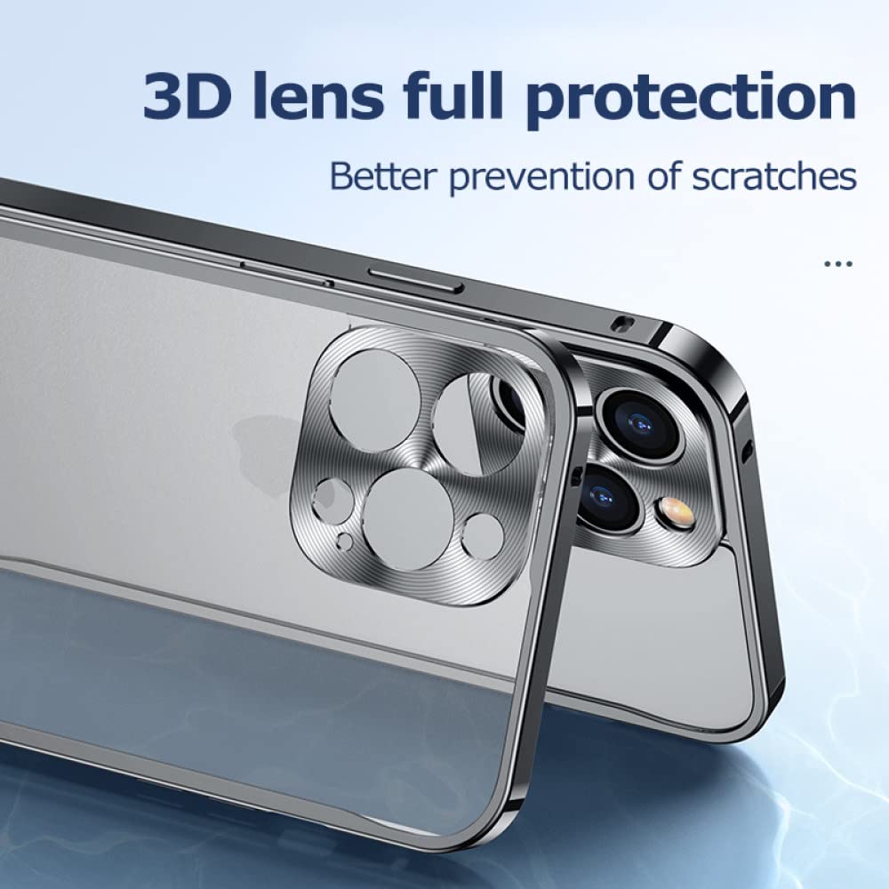 Premium Aluminum Metal Frame Case for iPhone 11 12 13 Mini Pro Max - Luxury Matte Translucent Back Cover with Lens Protection (Gold) - Perfect for Daily Use, Travel & Business Protection