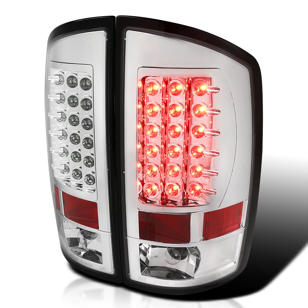Spec-D Tuning Chrome LED Tail Lights for 2007-2008 Dodge Ram 1500 & 2007-2009 Ram 2500/3500 - Left & Right Pair Assembly - Enhanced Visibility & Style for Night Driving & Custom Truck Upgrades