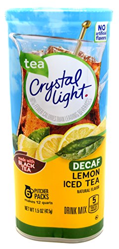 Decaffeinated Lemon Crystal Light Iced Tea Mix - Natural Flavor, 1.5-Ounce Canister (Pack of 3) for 12 Quarts - Refreshing Drink for Summer, Office & Outdoor Activities