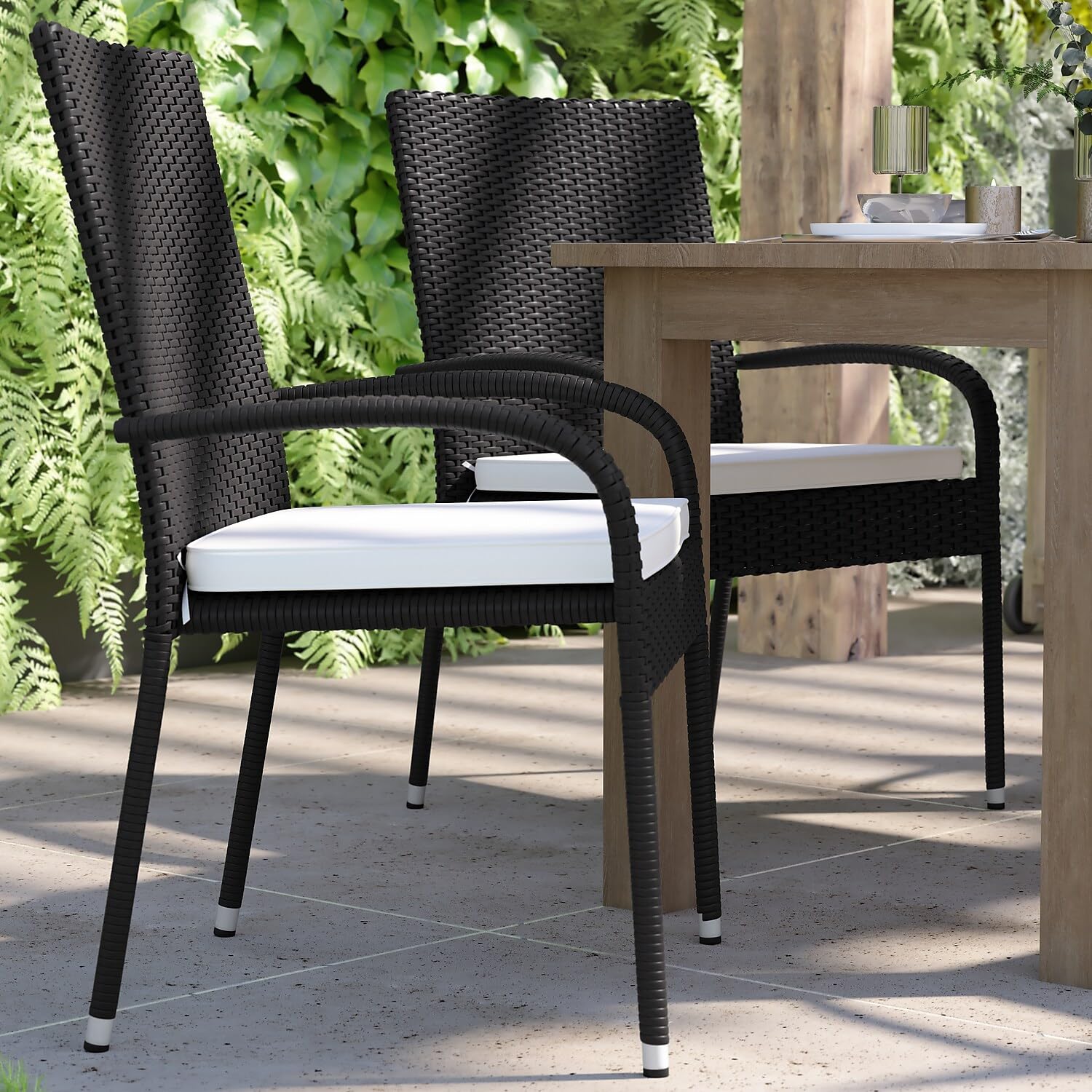 Flash Furniture McIntosh Wicker Patio Chair Cushion - All-Weather Cream Polyester Fabric - 11