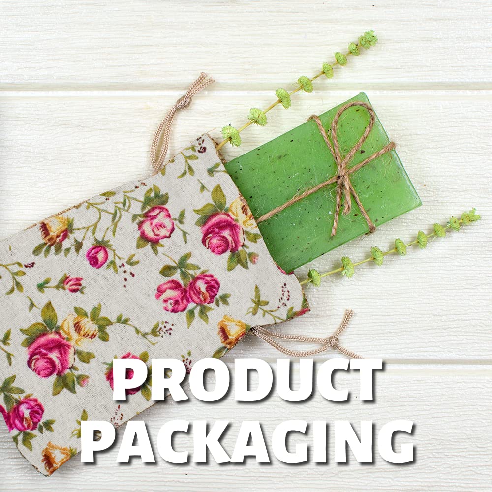 Mandala Crafts Rose Burlap Drawstring Bags - Floral Linen Gift Pouches for Wedding Favors, Party Decor & Jewelry Storage (20 Pack, 8x12 Inches) - Perfect for Bridal Showers, Baby Showers & Handmade Craft Gifts