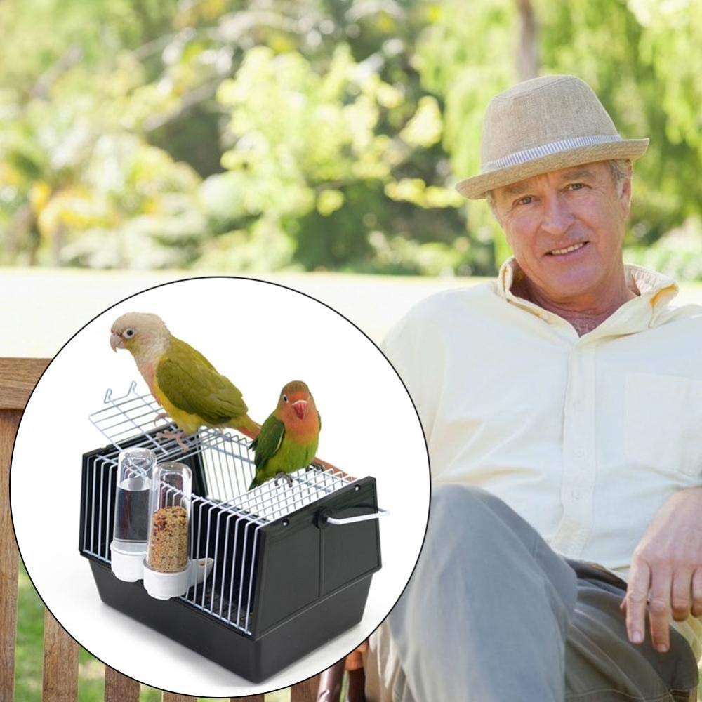 Portable Transparent Bird Travel Carrier Cage for Parrots & Small Birds - Plastic & Wire Design with 2 Feeders - Ideal for Vet Visits, Travel & Outdoor Adventures (White, 1-Pack)
