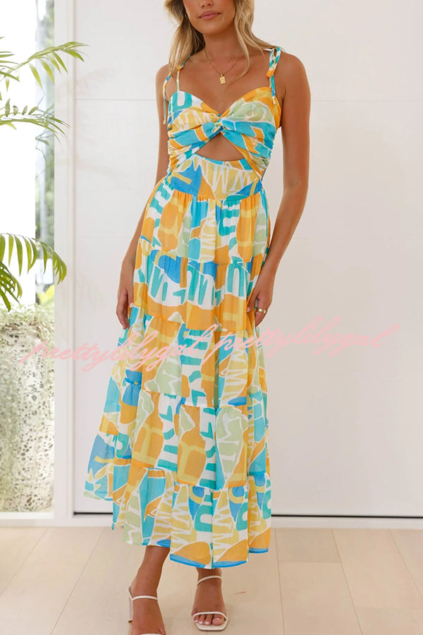 Stylish Printed Suspender Tie Back Pleated Midi Dress for Women | Flattering A-Line Summer Dress for Office, Party & Date Night