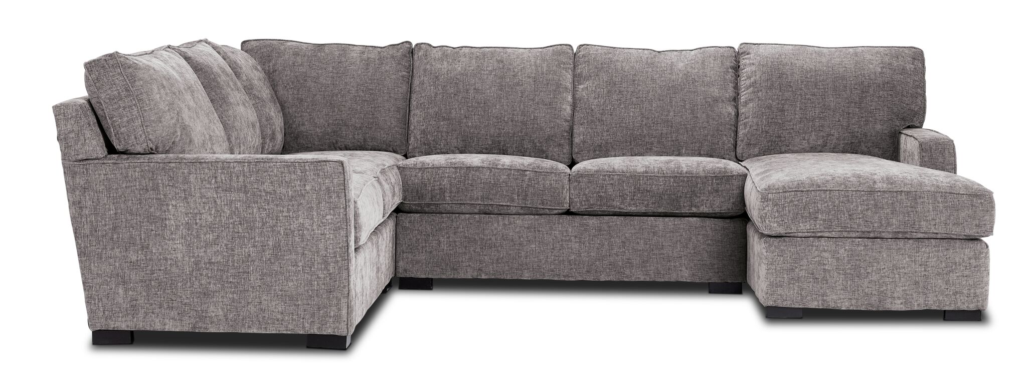 Charlotte 4-Piece Sectional Sofa with Right-Facing Chaise in Smoke Gray - Perfect for Living Room, Family Room & Home Theater Seating