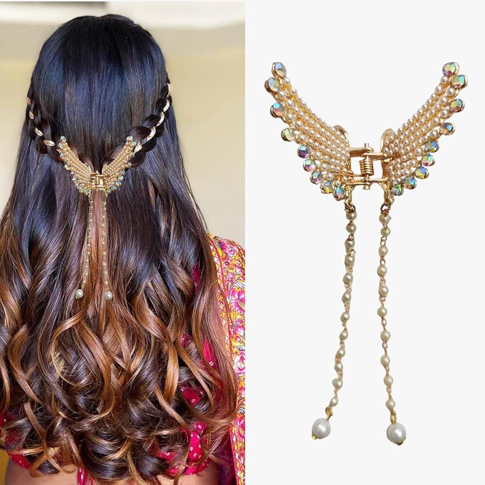Butterfly Hair Clips for Women & Girls - Metal Hair Clutcher with Pearl Accents | Elegant Hair Accessories for Parties, Weddings & Everyday Styling