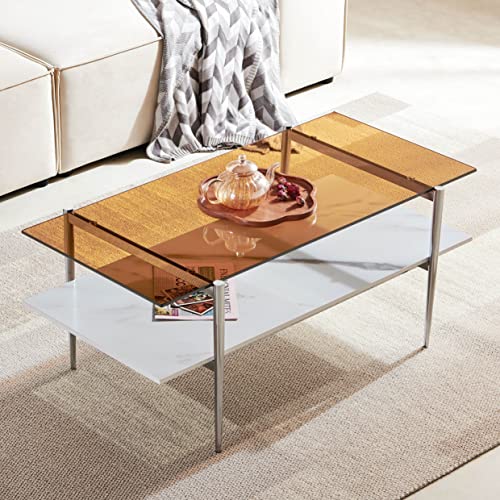 Chrome Frame & Brown & White Marble