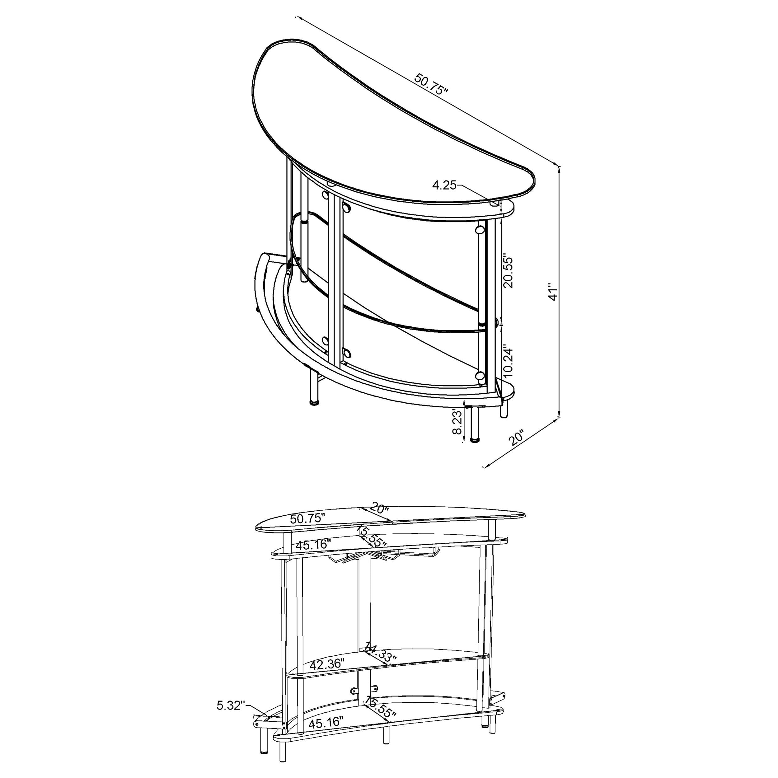 Modern White Freestanding Home Bar Cabinet with Glass Top, 2 Shelves & Wine Glass Rack - Coaster Home Furnishings Amarillo - Perfect for Living Room, Dining Room or Home Bar Setup