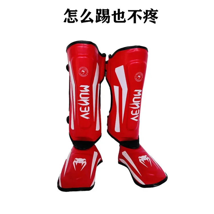 Thai Boxing Sanda Leg Guards - MMA Free Fighting Taekwondo Kick Protection Gear for Training & Competition