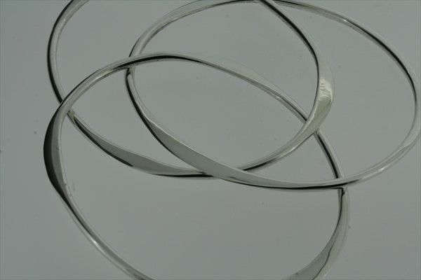3 Interlinked Flattened Oval Bangle Bracelet - Sterling Silver Jewelry for Women, Gift for Her, Perfect for Everyday Wear & Special Occasions