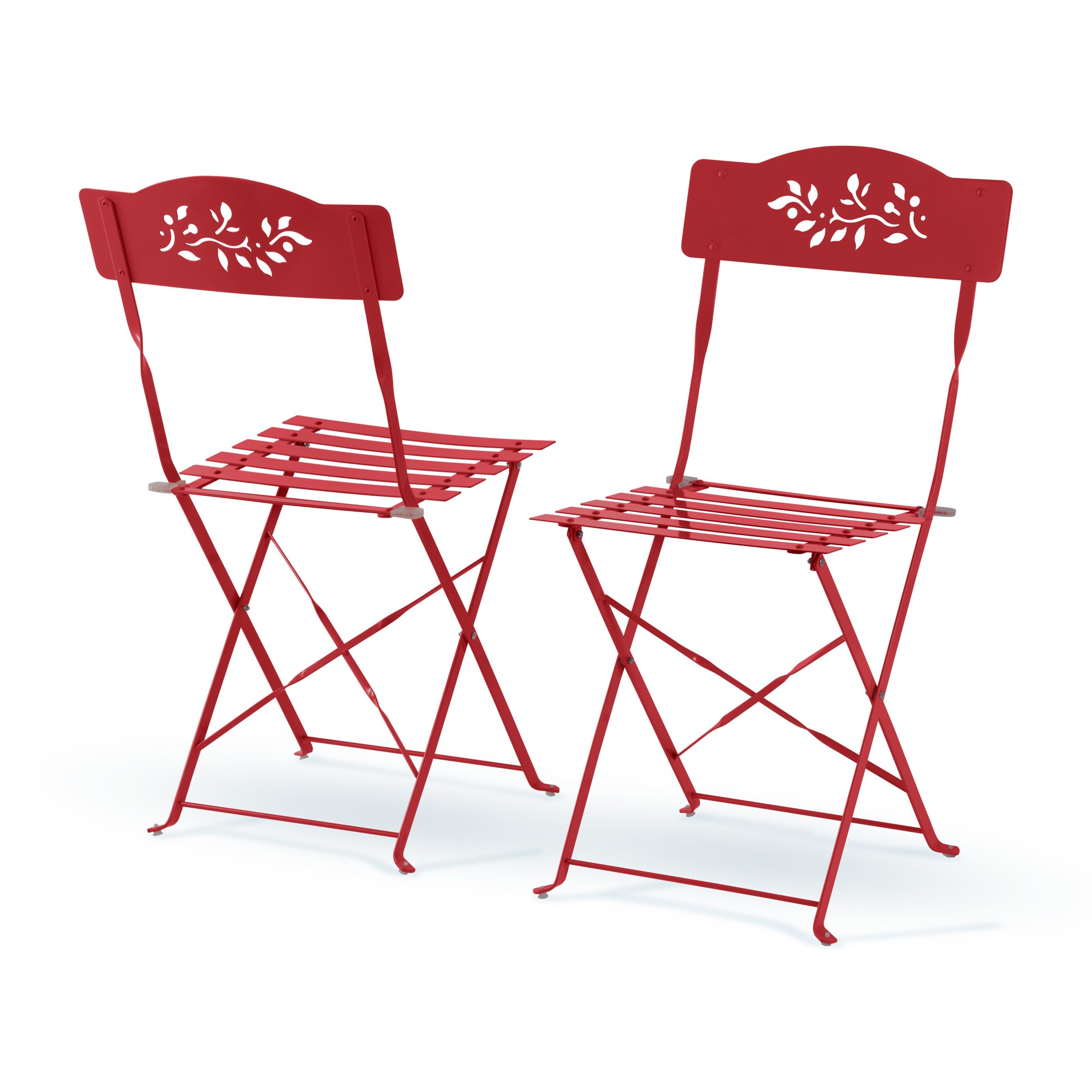 Alpine Corporation 3-Piece Bistro Set - Folding Table & Chairs for Indoor/Outdoor Use - Compact Patio Seating in Vibrant Red - Perfect for Small Balconies, Gardens, and Apartment Decks