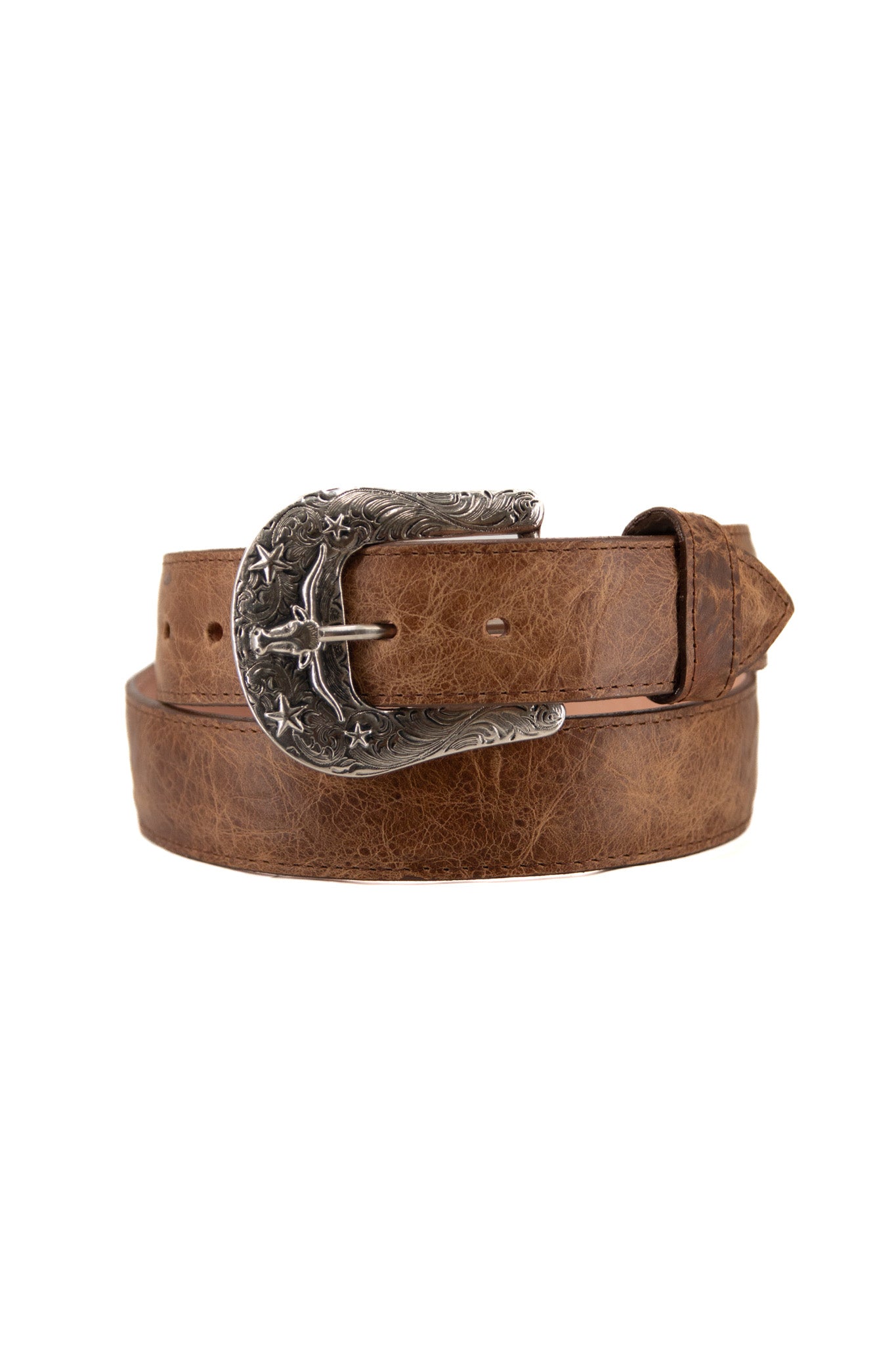 Premium Genuine Leather Western Cowboy Belt with Longhorn Buckle - Stylish & Durable for Rodeo, Ranch Work & Country Fashion