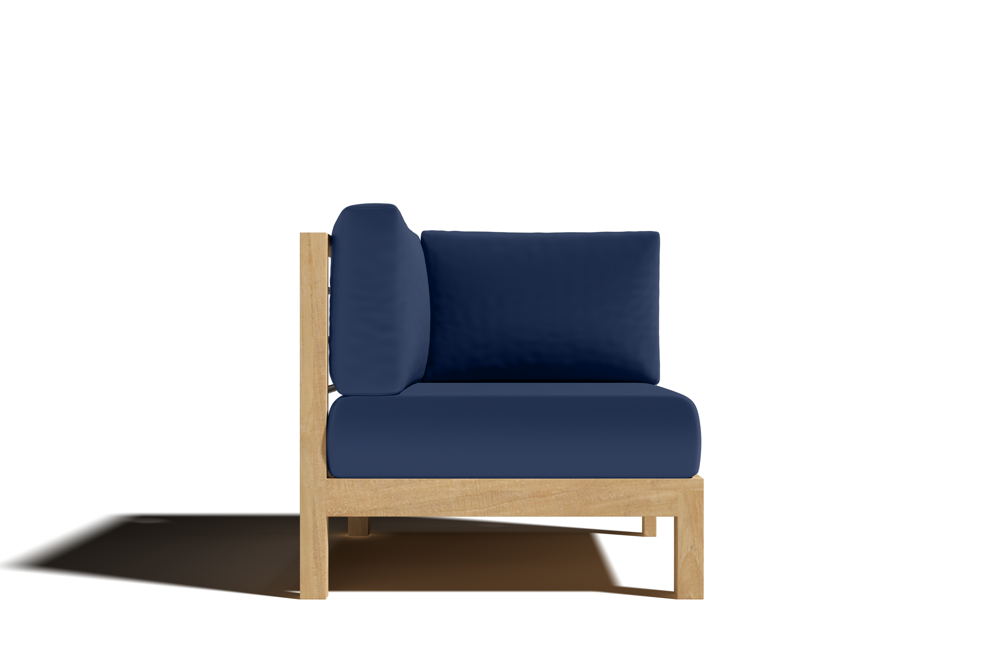 Premium Teak Outdoor Sectional Corner Sofa with Sunbrella Navy Cushion - Waterproof & Durable Patio Furniture for Backyard, Poolside & Garden Relaxation