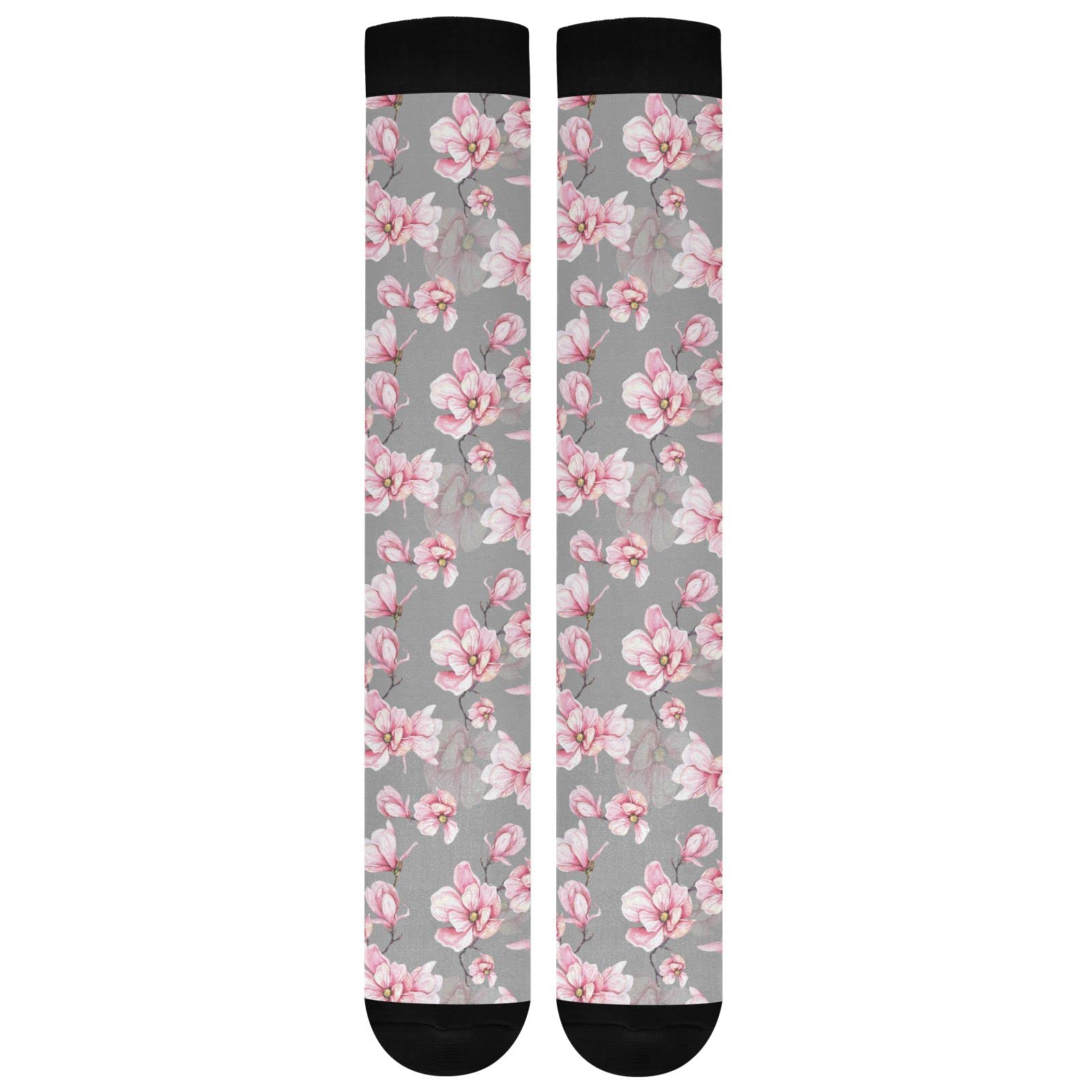 JUNZAN Magnolia Grey Compression Socks for Women & Men - 20-30 mmHg Graduated Support Socks for Running, Cycling, Nursing & Travel - Improve Blood Circulation & Reduce Swelling