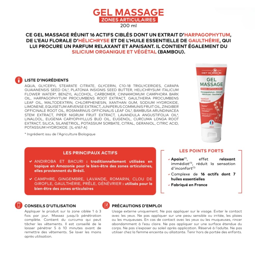 Diet Horizon Harpagophytum Massage Gel 200ml - Targeted Relief for Joint & Muscle Pain - Perfect for Post-Workout Recovery & Arthritis Comfort