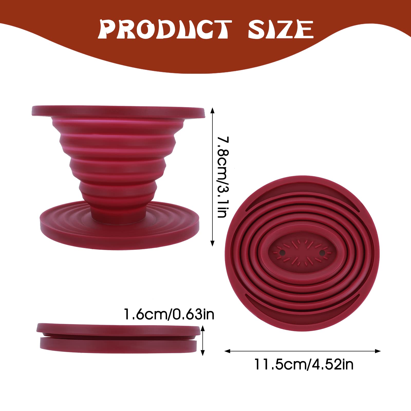 2-Pack Collapsible Silicone Pour Over Coffee Dripper - Portable Reusable Coffee Maker for Camping, Hiking, Backpacking - Perfect for Home, Office & Outdoor Adventures