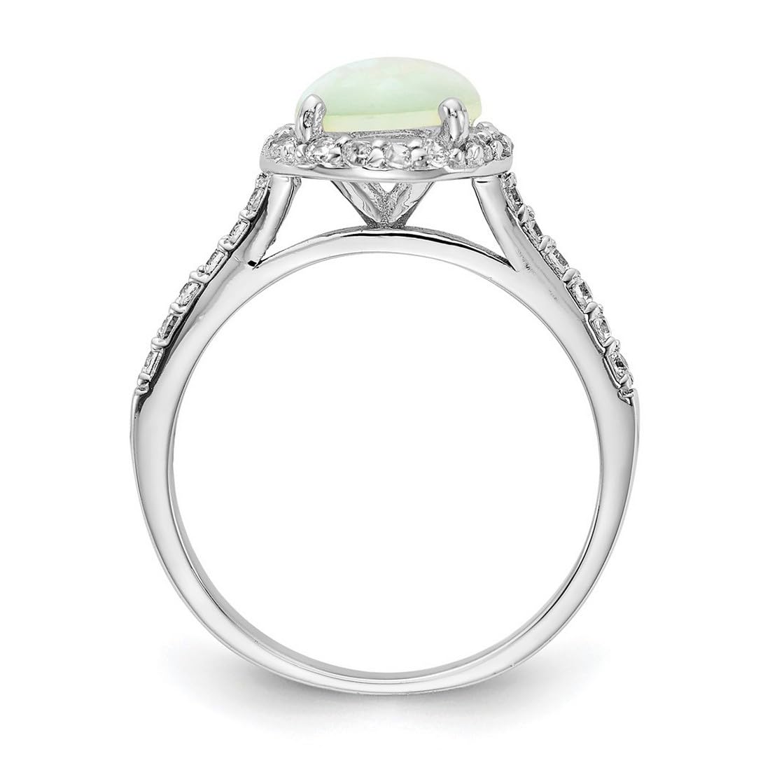 925 Sterling Silver Lab-Created White Opal Ring for Women - 10.75mm Wide Elegant Statement Jewelry | Perfect for Weddings, Anniversaries & Special Occasions