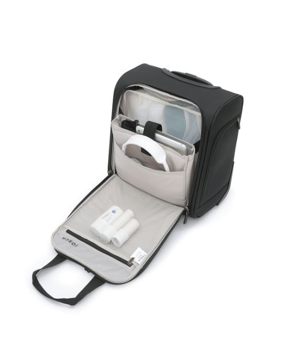 Tosca AIR5055 Underseat Trolley Carry-On Luggage - Black Compact Cabin Bag for Air Travel, Business Trips & Weekend Getaways