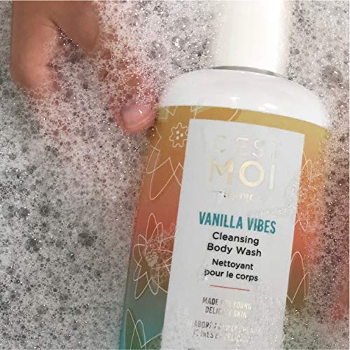 C'est Moi Vanilla Vibes Cleansing Body Wash - Lightly Foaming Formula with Aloe, Calendula, Cucumber & Avocado Oil | Gentle Hydrating Shower Gel for Dry & Sensitive Skin | Refreshing & Clearing 10 fl oz | Perfect for Daily Shower & Spa Relaxation