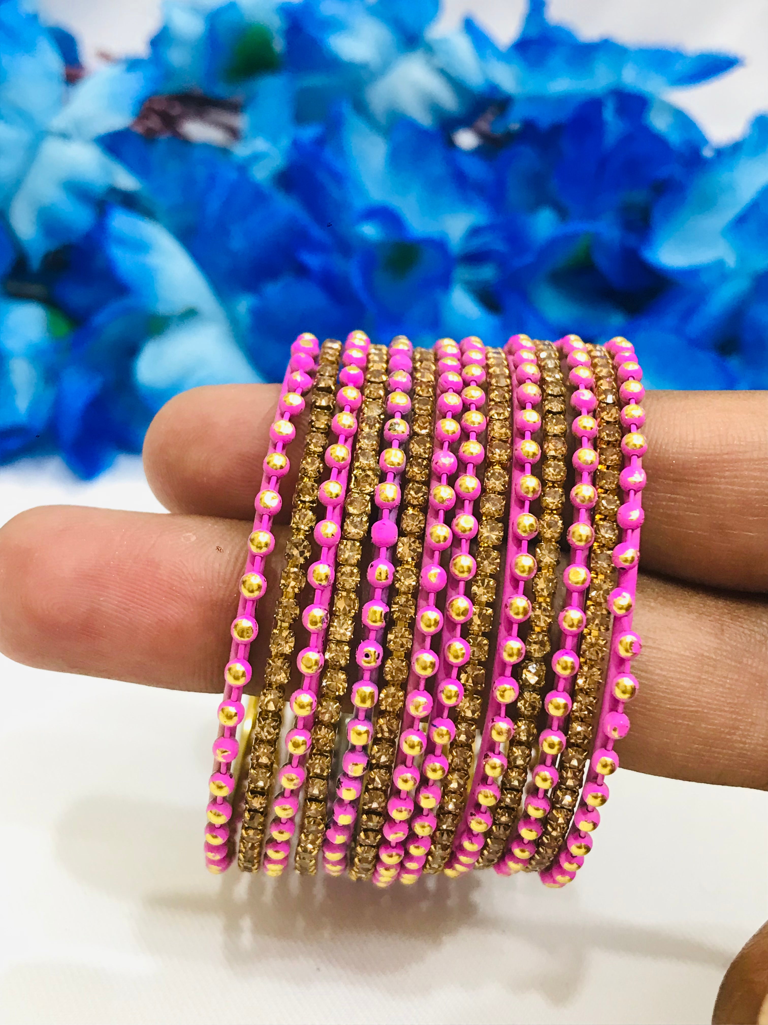 Stylish Pink Dot Metal Bangles for Women & Girls - Trendy Fashion Jewelry for Parties, Gifts & Everyday Wear