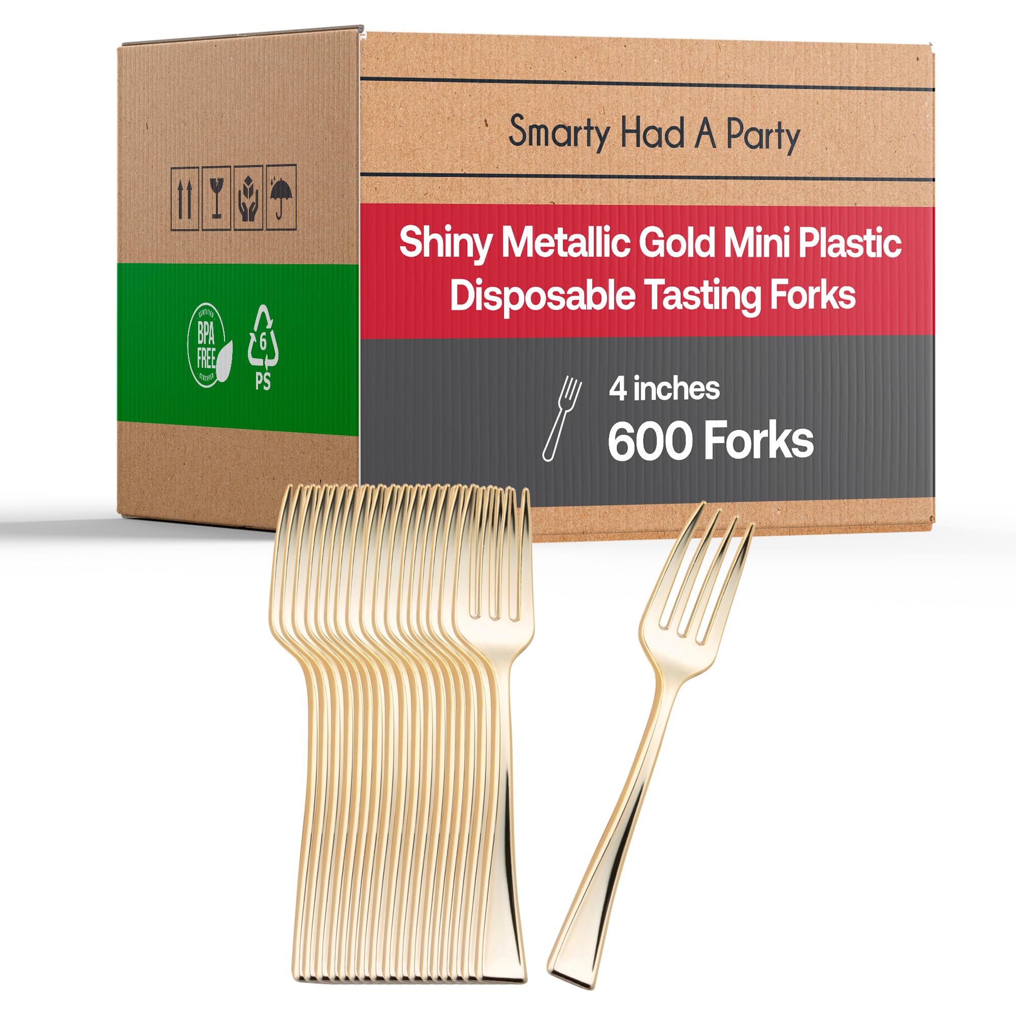 600 Pcs Disposable Plastic Gold Forks 4