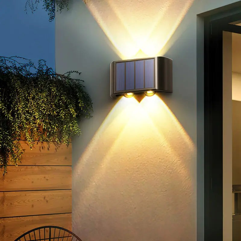 Radya 4LED Solar Powered Outdoor Wall Light - Waterproof Garden Lighting for Patio, Yard, Pathway, and Deck (Warm White)