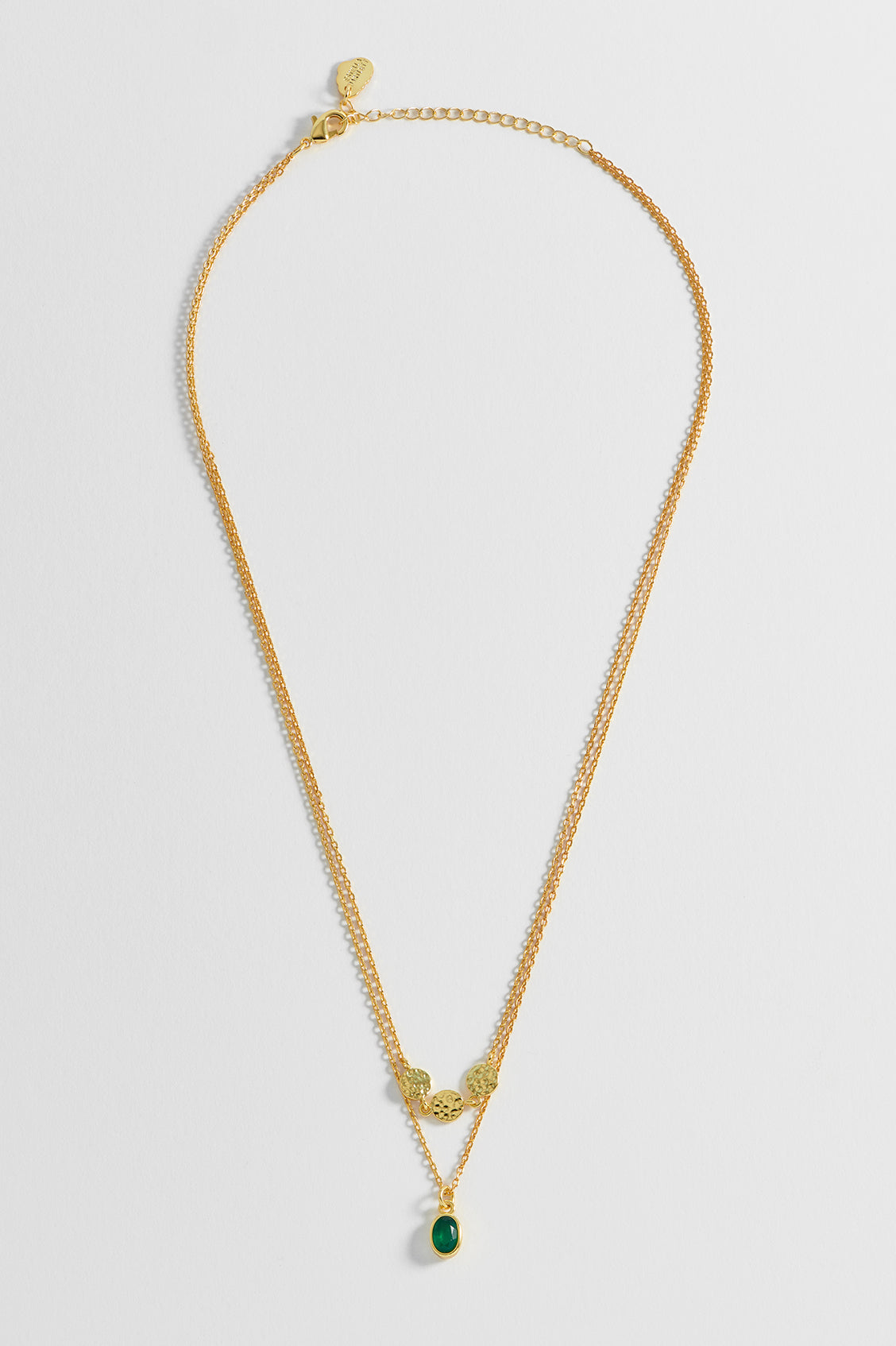 Textured Disc Gemstone Duo Necklace - Boho Chic Layered Necklace for Women - Perfect for Casual Wear, Date Nights & Special Occasions