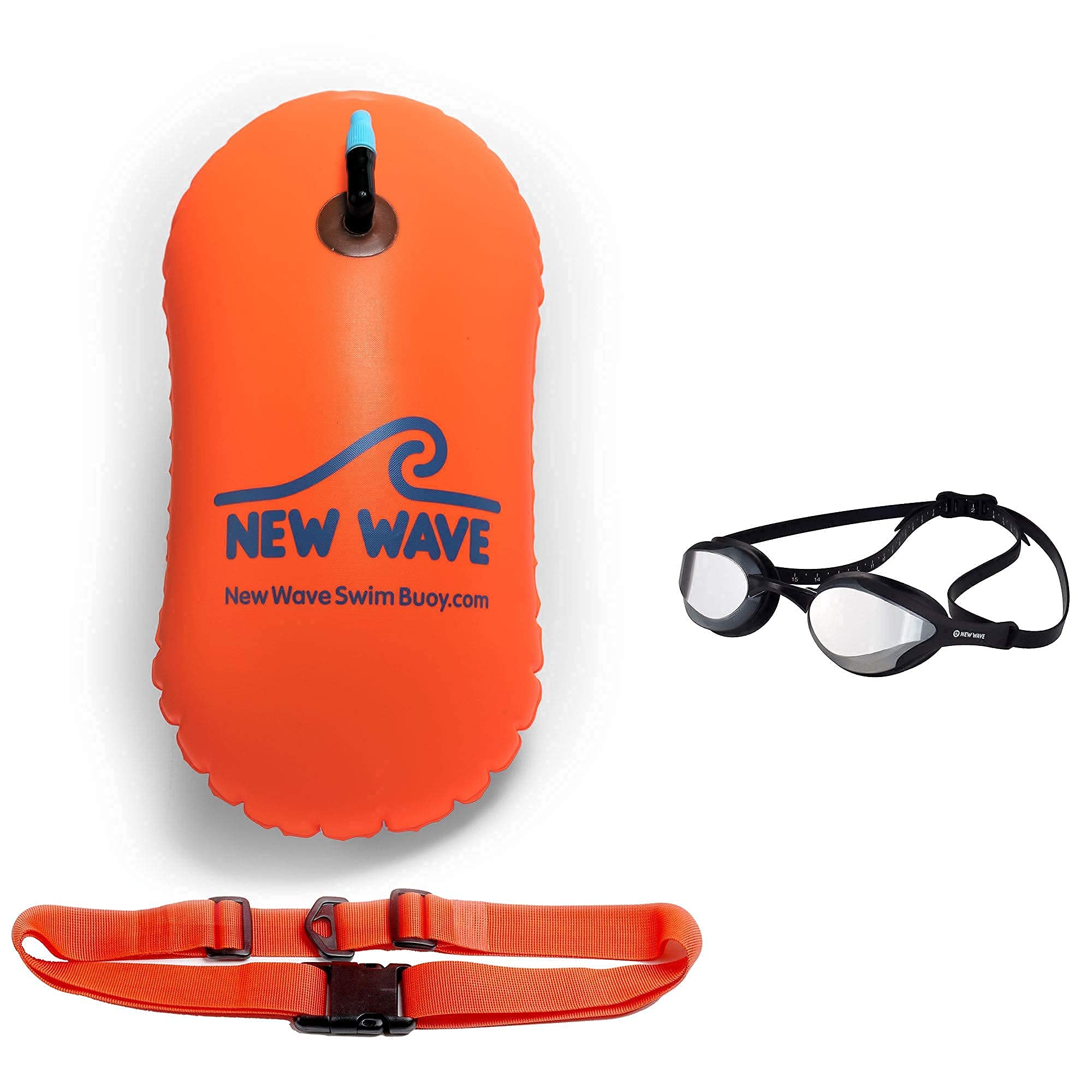 PVC Orange Swim Bubble & Silver Rush Swim Goggles Bundle - Perfect for Kids Swimming Lessons, Pool Safety, and Water Play