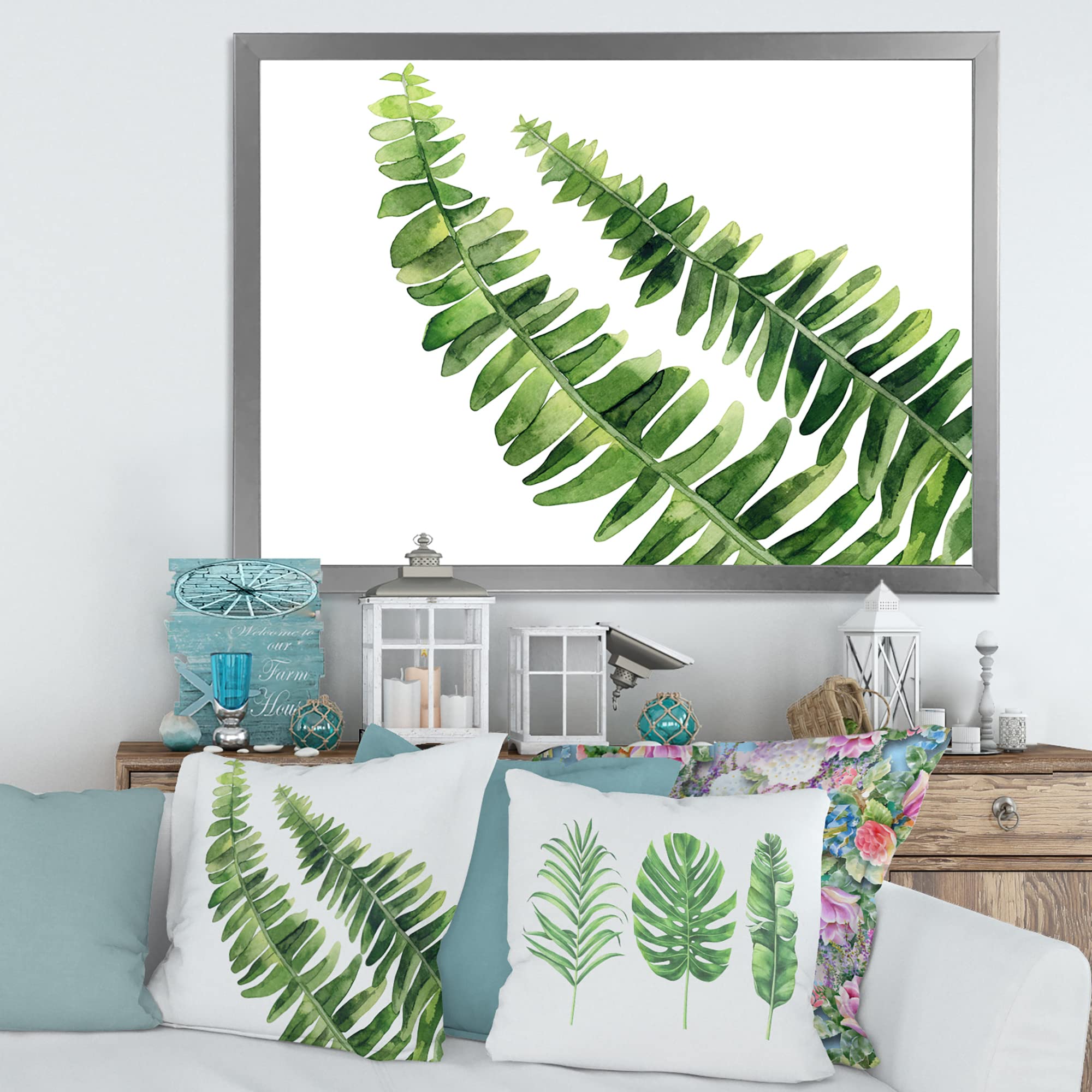 Farmhouse Framed Wall Art with Fern Leaves Design - Rustic Home Decor for Living Room, Bedroom & Office