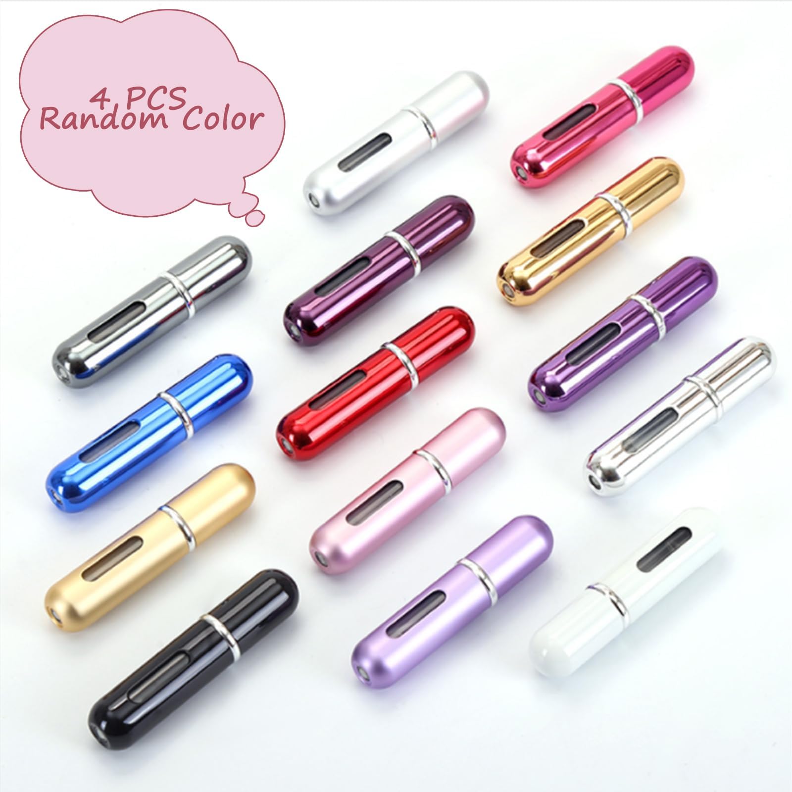 EYX Formula Mini Metallic Refillable Perfume Bottle with Transparent Window - Portable Travel Size for Purse, Gym & Office Essentials