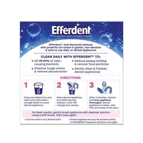 Efferdent Retainer & Denture Cleaner Tablets - Complete Clean, 44 Count (Pack of 3) | Fast-Acting Denture & Retainer Cleaning Tablets for Fresh Breath & Stain Removal | Perfect for Daily Use at Home or Travel