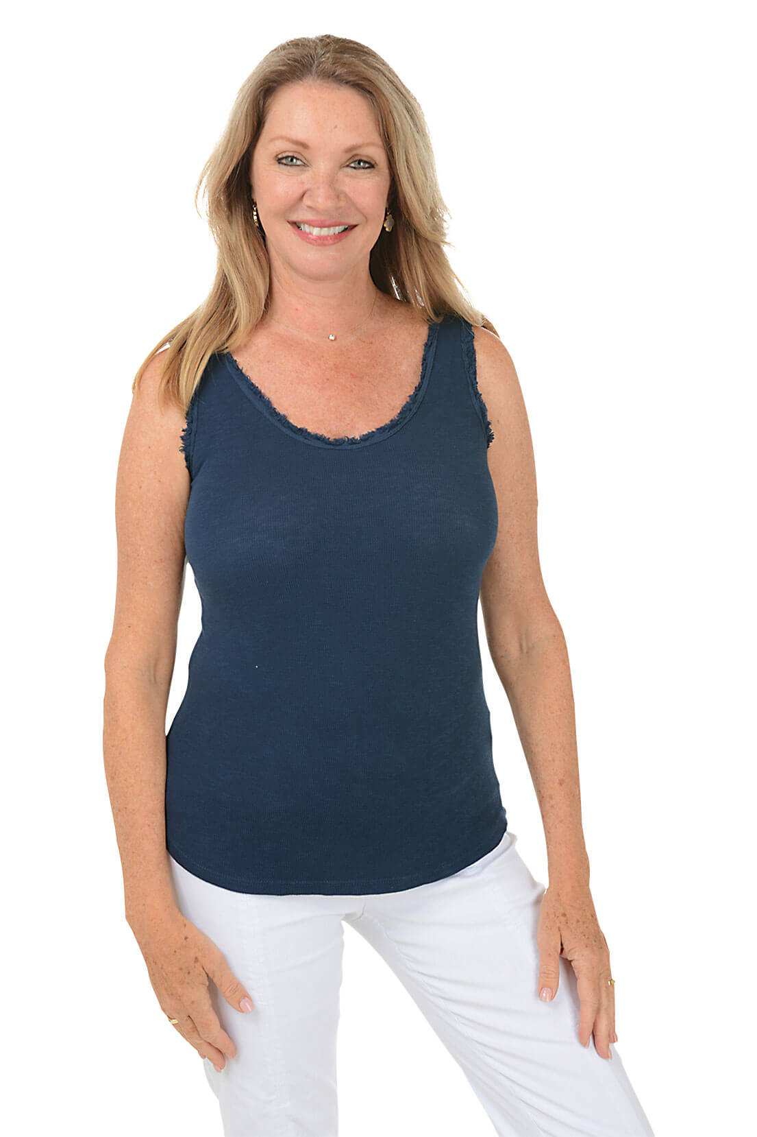 Frayed Edge Cotton Tank Top for Women - Soft & Comfortable Summer Casual Wear - Perfect for Beach, Travel, and Everyday Outfits