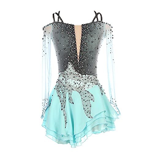 LIUHUO Girls Kids Ice Skating Competition Dress - White Figure Skating Performance Outfit for Competitions & Shows | Perfect for Ice Shows, Recitals & Skating Events