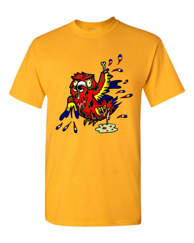 Zombie Parrot Undead Animals Graphic T-Shirt for Men & Women - Funny Halloween Costume & Horror Movie Fan Apparel