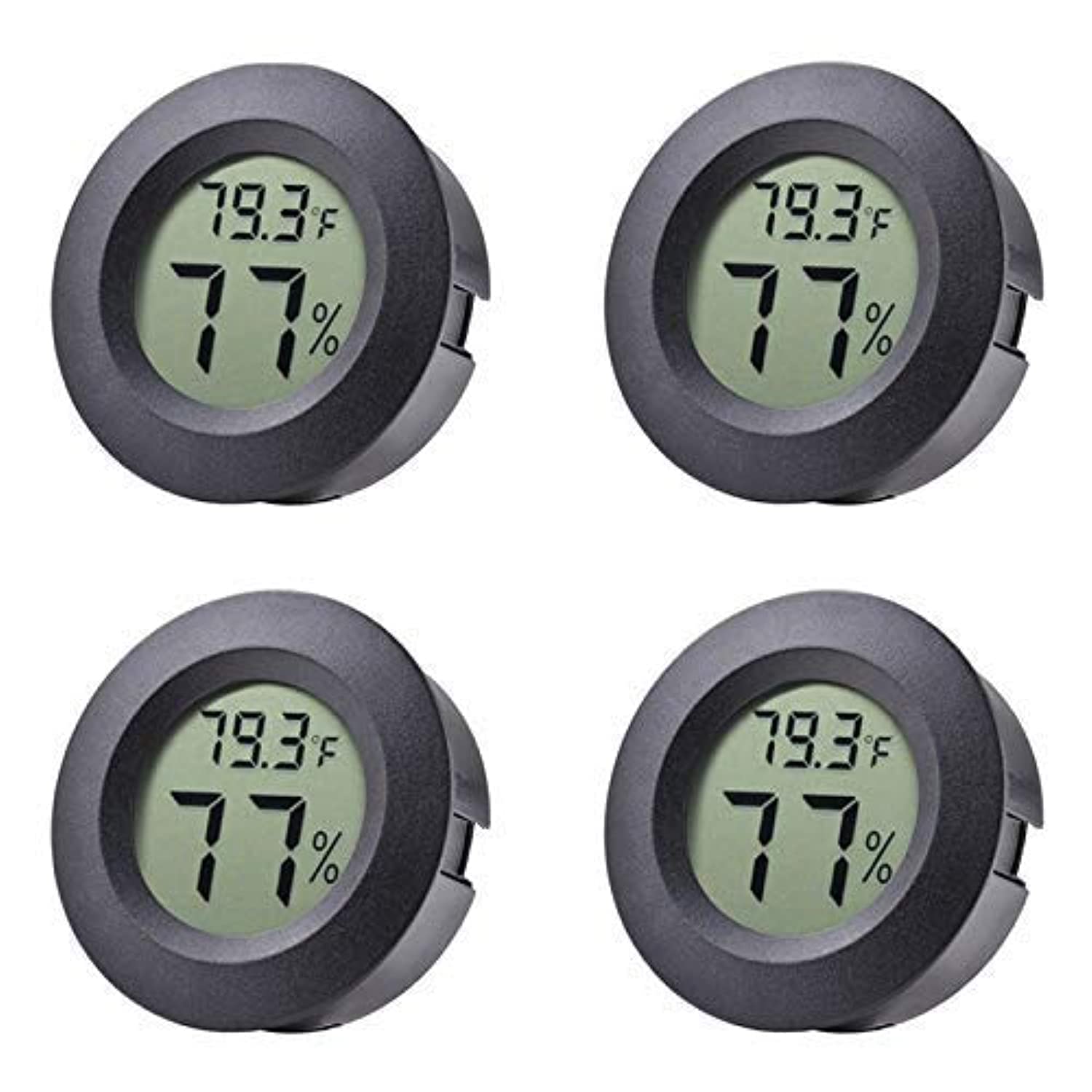 4-Pack Mini Digital Hygrometer Thermometer - LCD Indoor Humidity & Temperature Monitor for Home, Car, Greenhouse - Fahrenheit/Celsius Display - Ideal for Humidors, Baby Rooms, Humidifiers