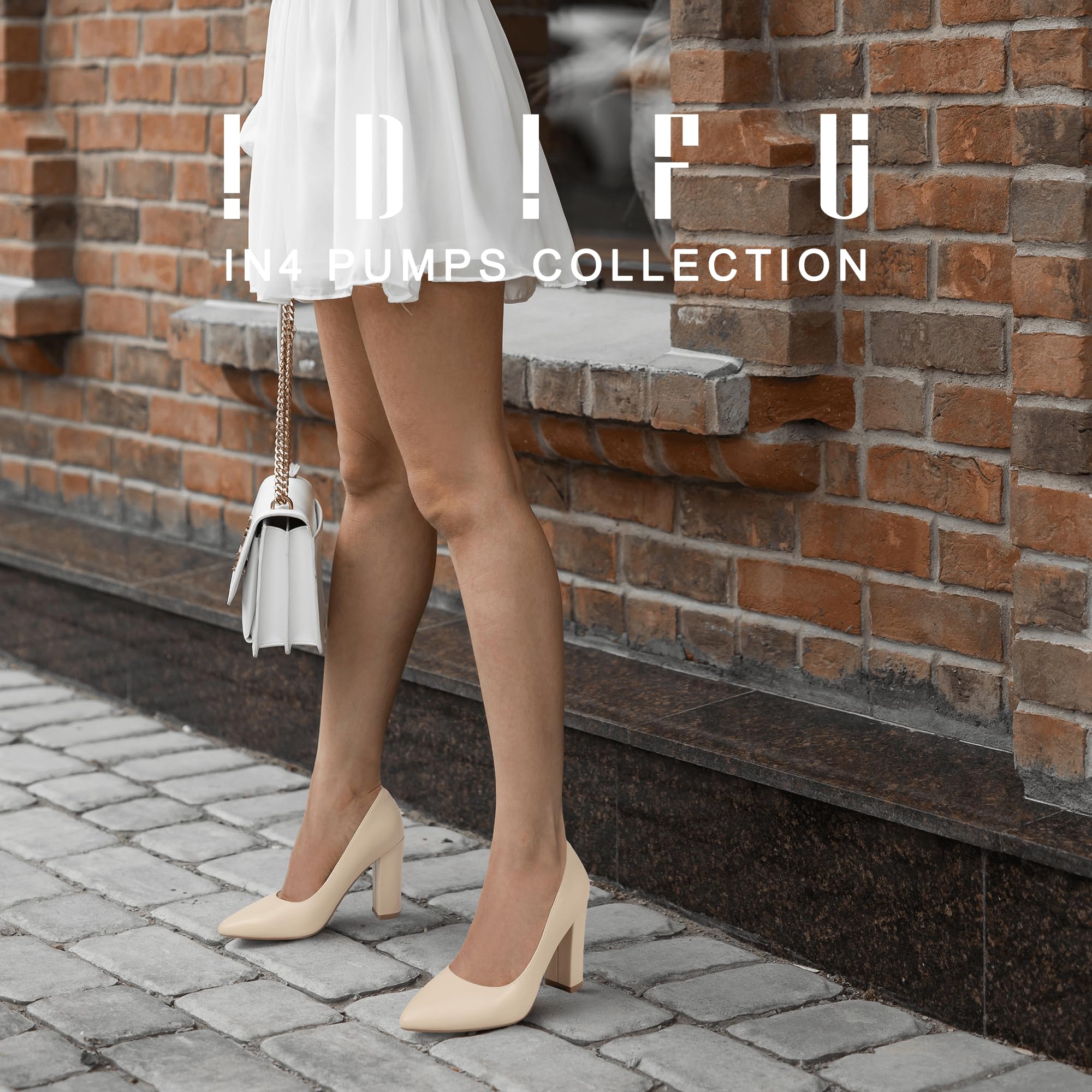 IDIFU Women's Chunky Block High Heels - Pointed Toe Dress Pumps for Office, Party & Wedding - Comfortable Closed Toe Professional Work Shoes for Women