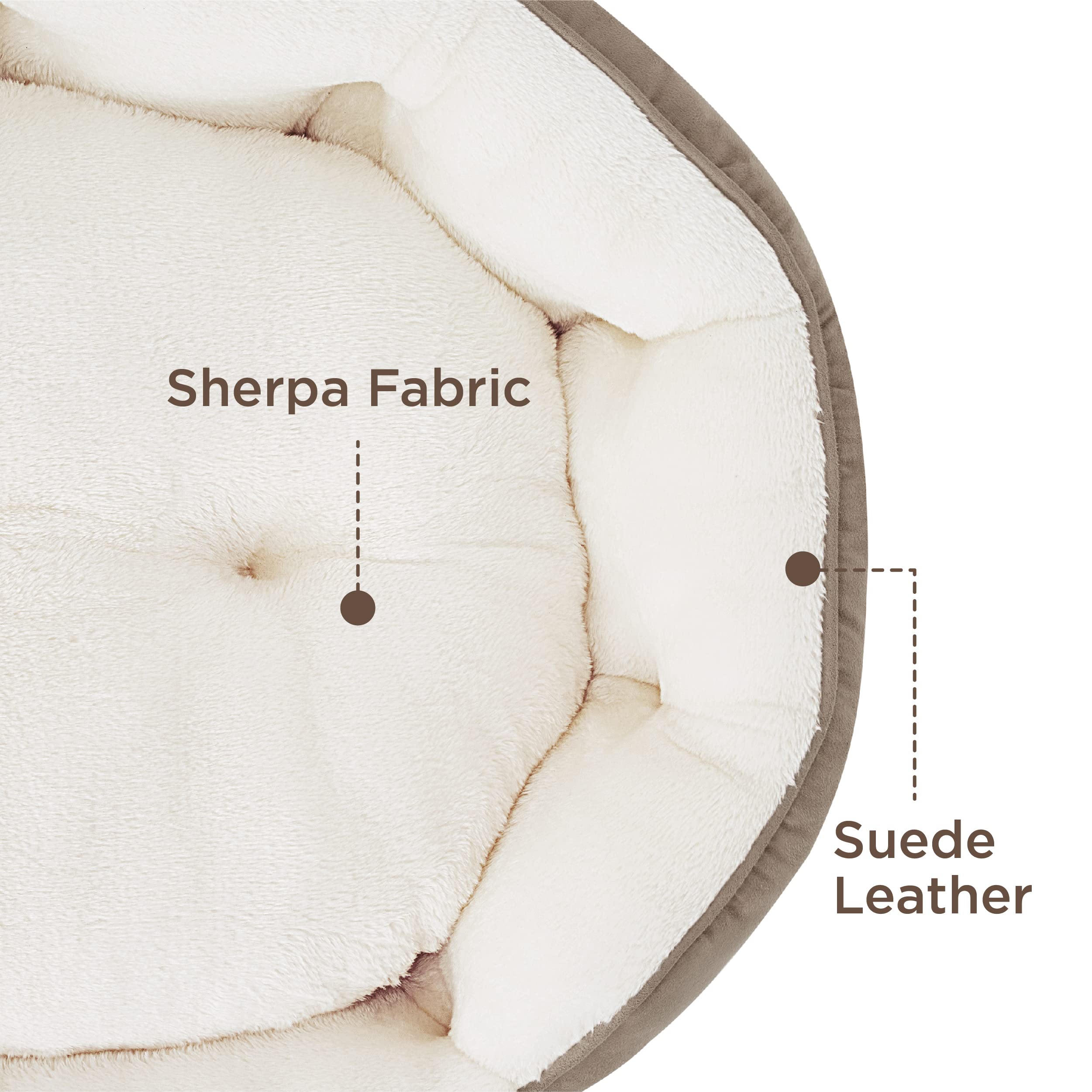Bedsure Washable Round Pet Bed for Small Dogs & Indoor Cats - Non-Slip Bottom, 25 Inch Taupe Dog Bed & Cat Bed - Perfect for Living Room, Bedroom, or Pet Crate