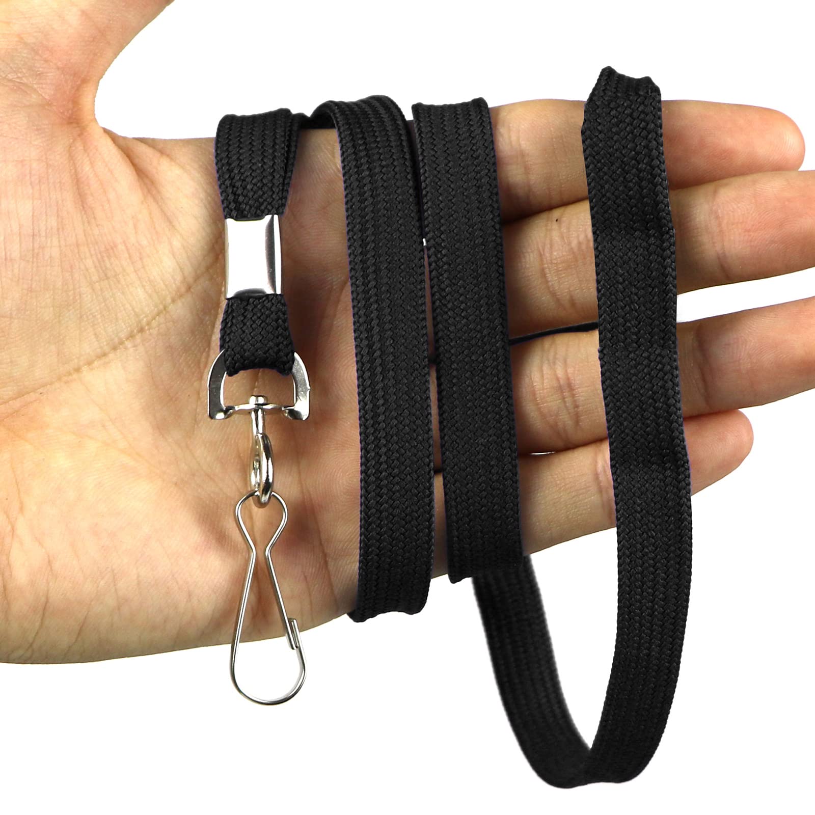Beebel 100 Pack Black Lanyards with Swivel Hook - ID Badge Holders for Work & Events
