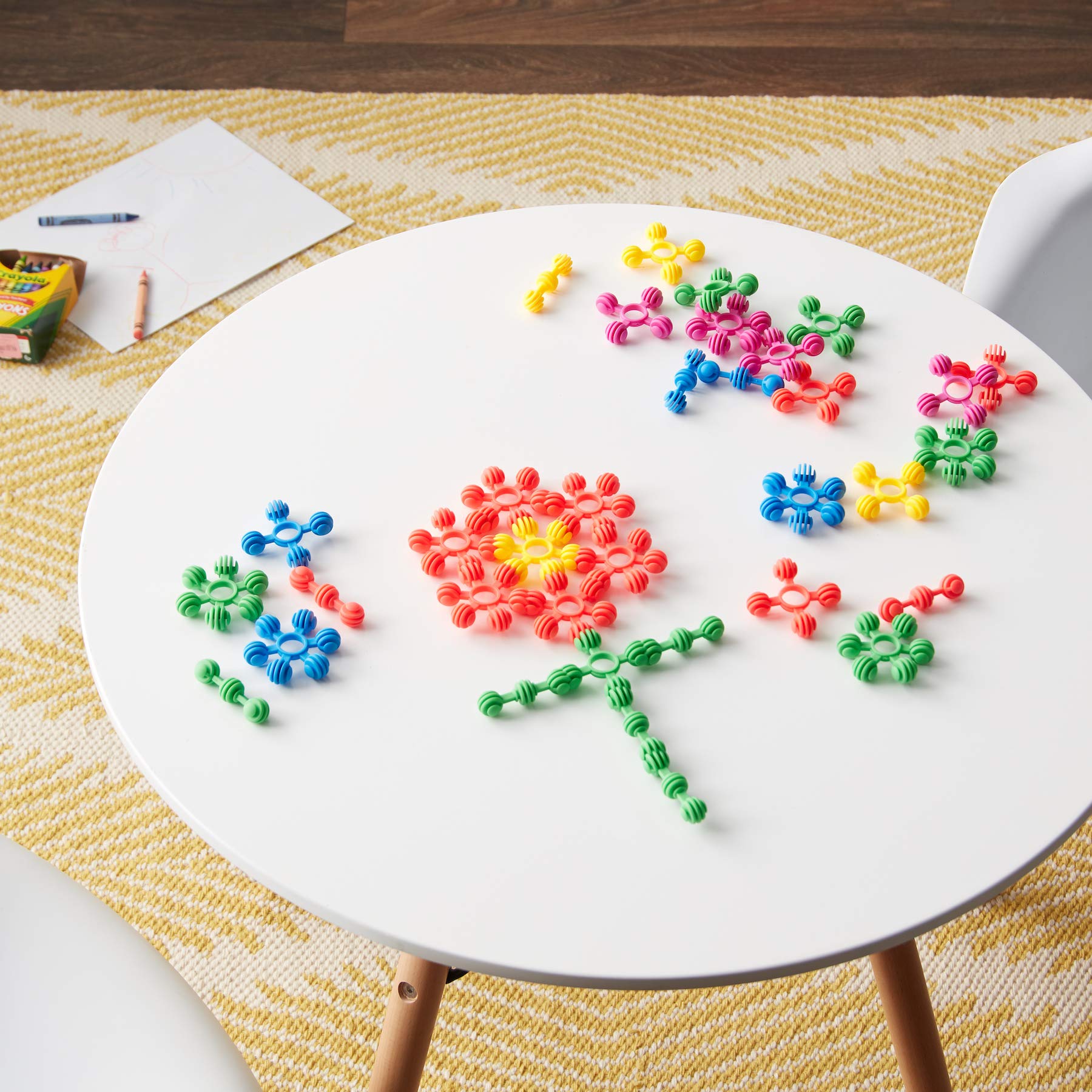 Skoolzy Rainbow Star Flex Building Toys 90 Piece Jumbo Set | STEM Educational Construction Blocks for Kids Ages 4-8 | Creative Tinker Toys for Classroom Bins & Homeschool Learning | Perfect for Preschool STEM Activities & Indoor Playtime