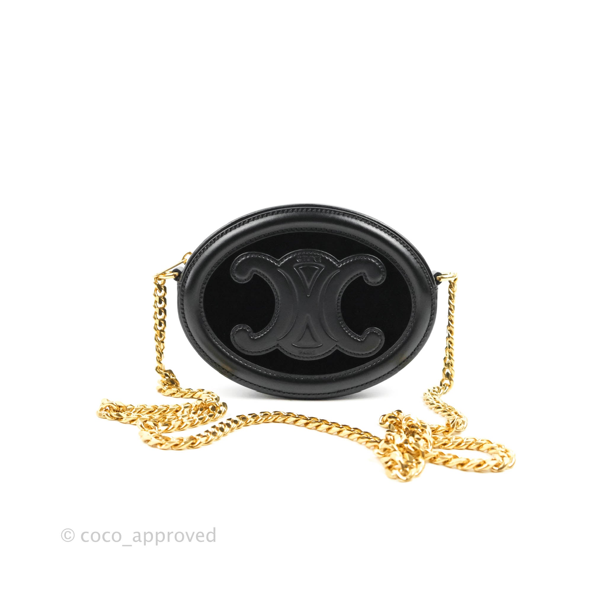 Luxury Celine Crossbody Bag with Gold Chain Strap - Velvet Black Handbag for Women | Perfect for Evening Parties, Date Nights & Special Occasions