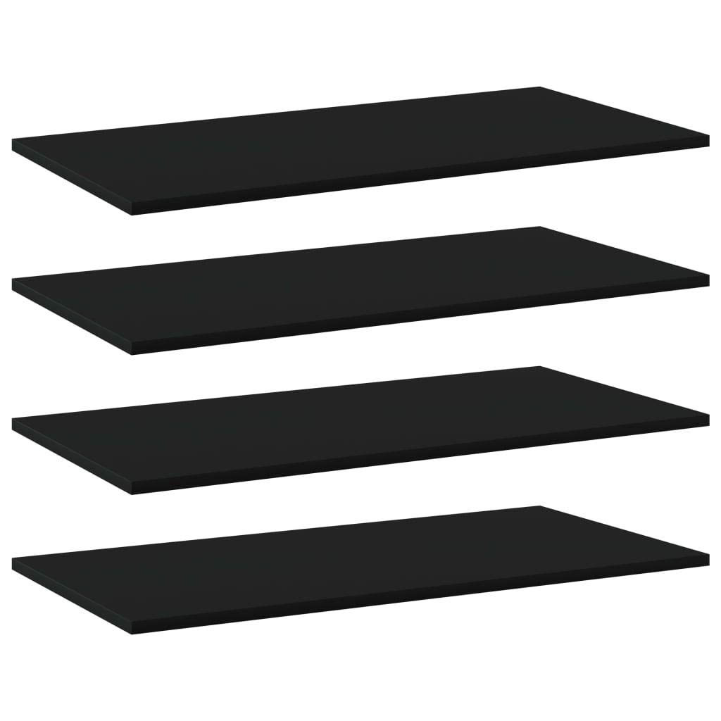 Premium Black Chipboard Bookshelf Boards - Set of 4 (31.5