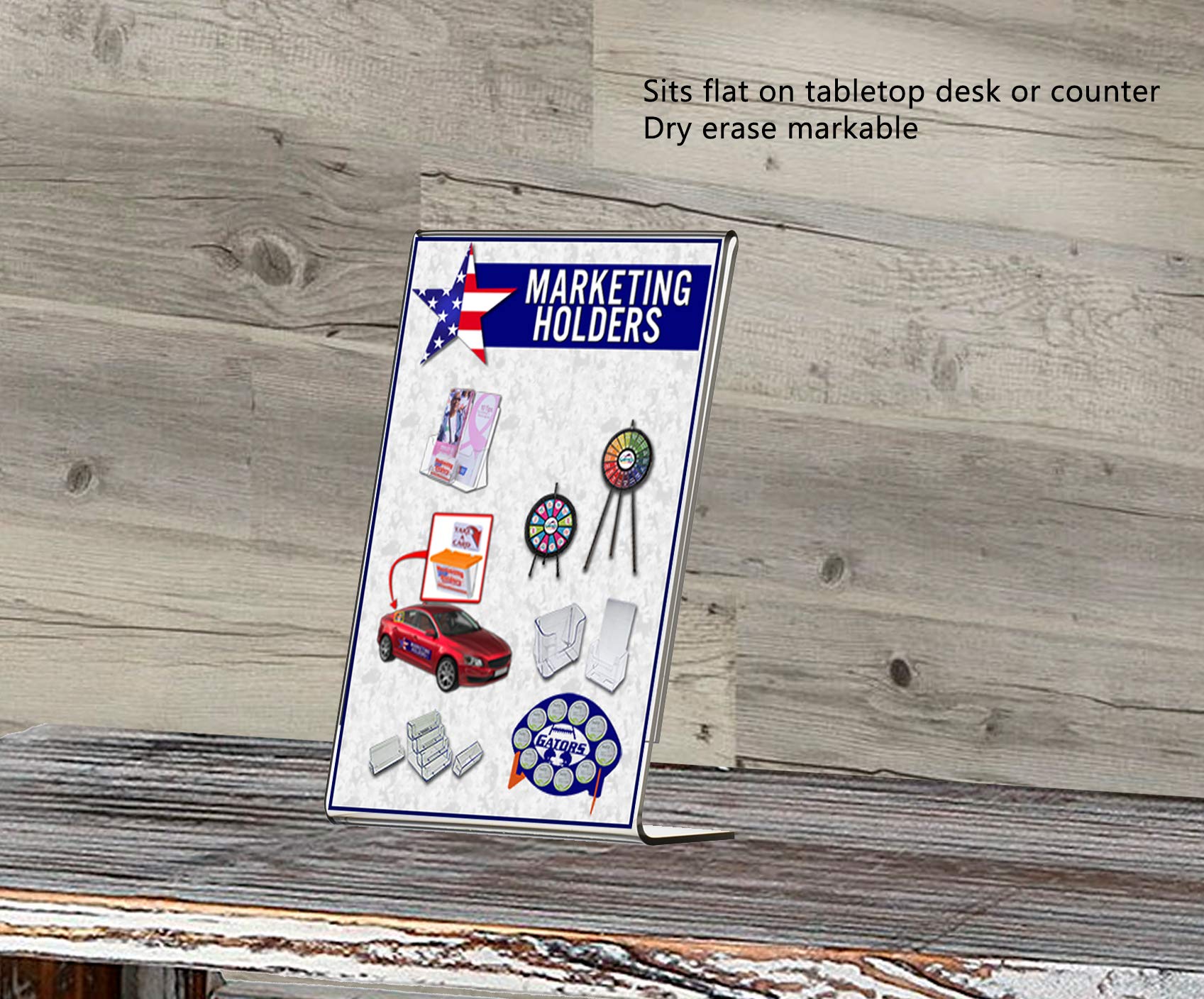 2 Pack Clear Acrylic Sign Holder for 4x6 Inches - Slant Back Plexiglass Countertop Display Frame for Retail Stores, Hotels, Offices & Restaurants - Perfect for Menus, Promotions, Price Signs and Product Displays