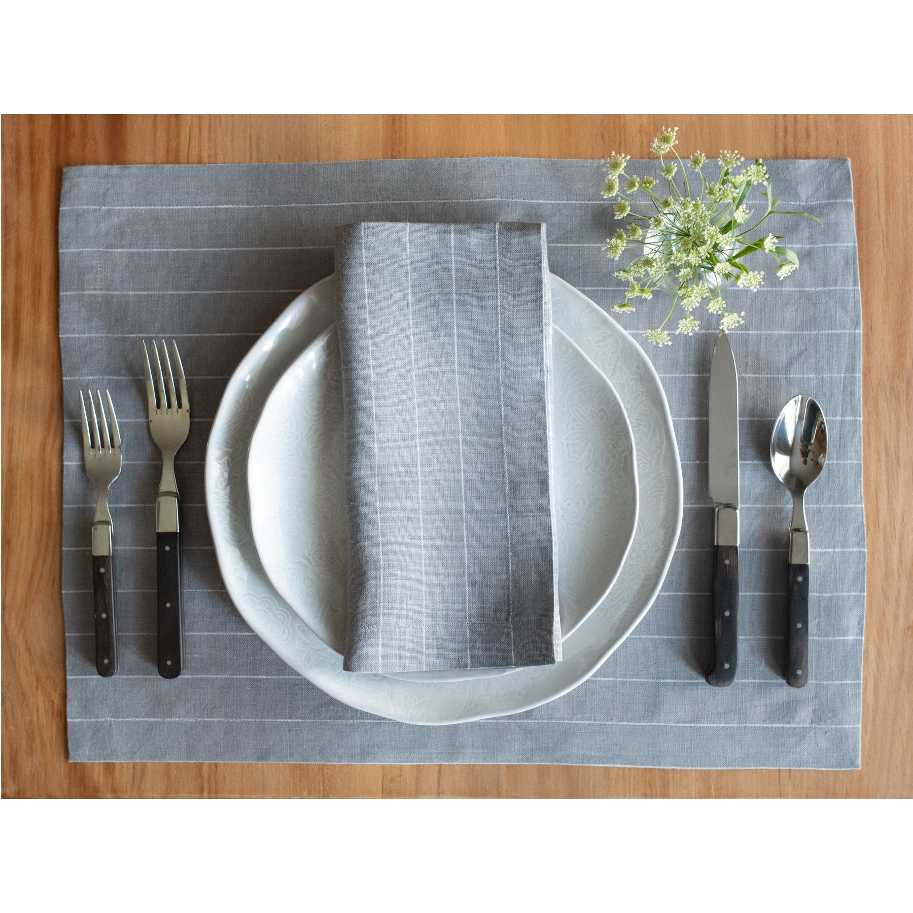 Elegant Black & White Pinstripe Napkins - Premium Cotton Linen for Formal Dining, Weddings & Dinner Parties - Set of 12