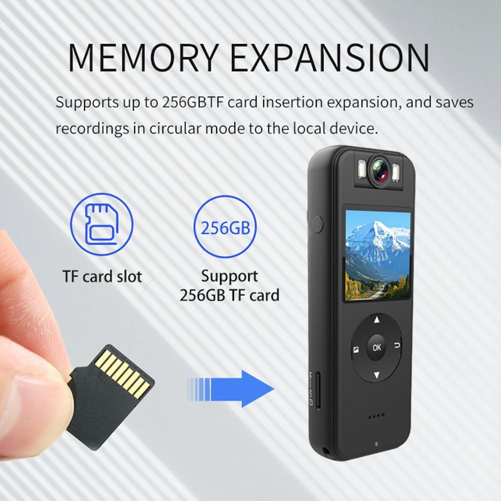 Louttary 4K Mini WiFi Body Camera - Full HD Wearable Pocket Camcorder with IPS Screen & 64GB Memory Card - Ideal for Security, Law Enforcement, and Outdoor Adventures