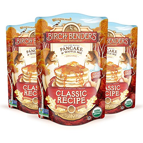 Birch Benders Organic Pancake & Waffle Mix - Whole Grain Classic Breakfast Blend - 48oz (3 Pack) | Perfect for Family Breakfast, Camping & Quick Morning Meals